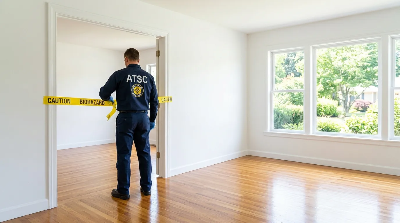Certified biohazard cleanup crew performing Trauma Scene Cleanup in Elon